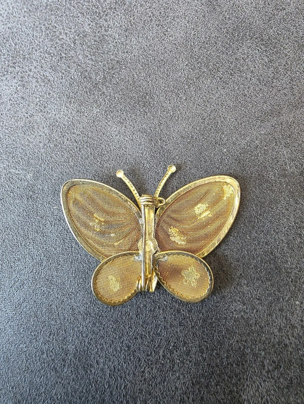 Gold Butterfly Brooch Pin - Elegant Floral Accent